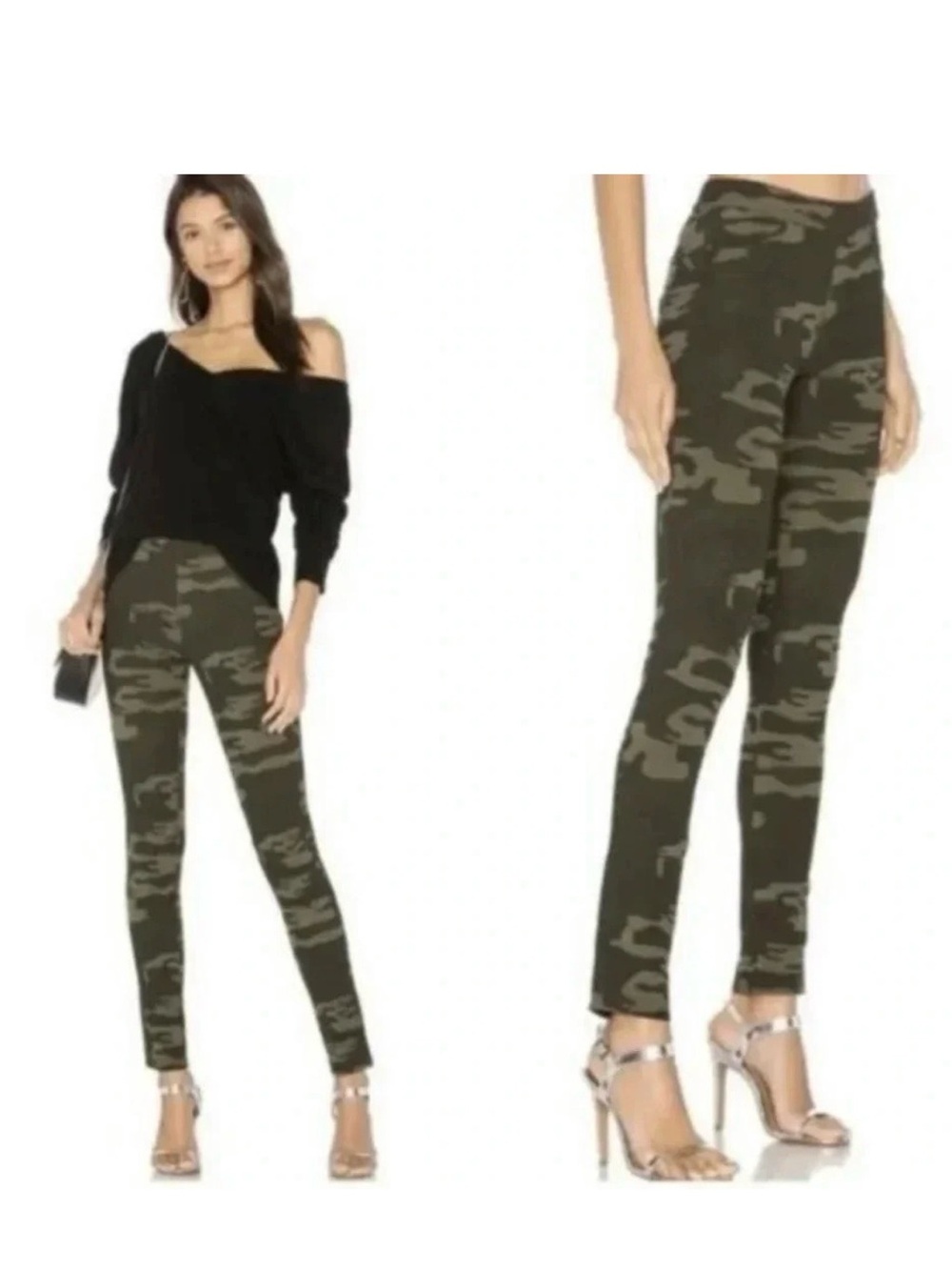 Sanctuary x Anthropologie Olive Camo High-Waist Skinny Leggings